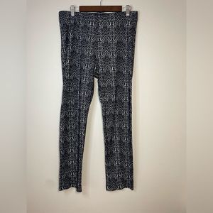 Indigo Poppy Women Size 20 Black Cream Floral Paisley Print Casual Stretch Pants